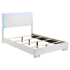 Sok 5pc Full Bedroom Set | Blue LED Lights | Faux Leather | White Wood