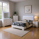 Sok 5pc Full Bedroom Set | Blue LED Lights | Faux Leather | White Wood