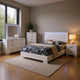 Sok 5pc Full Bedroom Set | Blue LED Lights | Faux Leather | White Wood