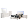 Sok 5pc Full Bedroom Set | Blue LED Lights | Faux Leather | White Wood