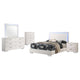 Sok 5pc Full Bedroom Set | Blue LED Lights | Faux Leather | White Wood