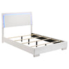 Sok 4pc Twin Bedroom Set | Blue LED Lights | Faux Leather | White Wood
