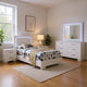 Sok 4pc Twin Bedroom Set | Blue LED Lights | Faux Leather | White Wood