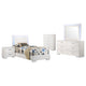 Sok 5pc Twin Bedroom Set | Blue LED Lights | Faux Leather | White Wood