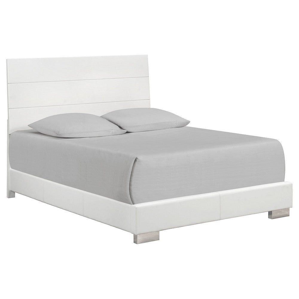 Sok 4pc Queen Bedroom Set with Dresser Mirror | White High Gloss Wood
