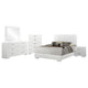 Sok 5pc Queen Bedroom Set with Dresser Mirror | White High Gloss Wood
