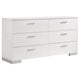 Sok 5pc Queen Bedroom Set with Dresser Mirror | White High Gloss Wood