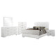Sok 6pc Queen Bedroom Set with Dresser Mirror | White High Gloss Wood