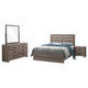Sili 4pc Queen Bedroom Set with Dresser Mirror | Oak Brown | Bronze