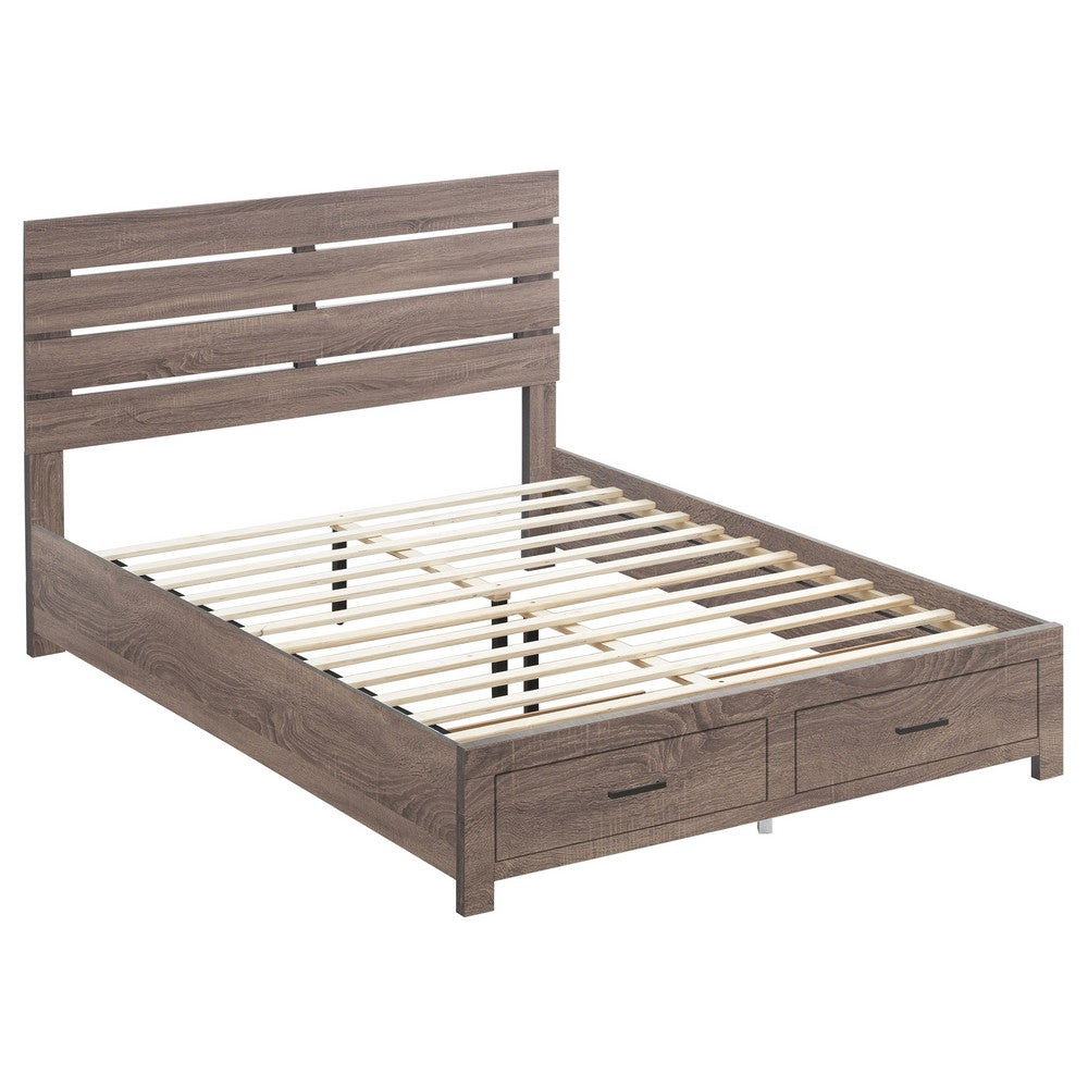 Sili 4pc Queen Storage Bedroom Set | Oak Brown and Dark Bronze