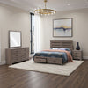 Sili 4pc Queen Storage Bedroom Set | Oak Brown and Dark Bronze