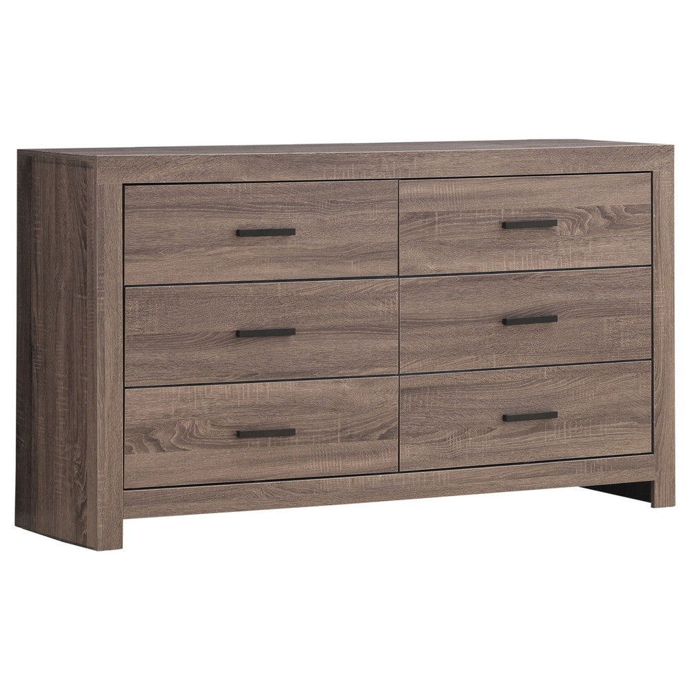 Sili 5pc Queen Storage Bedroom Set | Oak Brown | Dark Bronze | Mirror