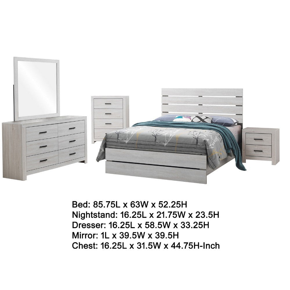 Sili 5pc Queen Bedroom Set | Dresser Mirror | Coastal White | Bronze