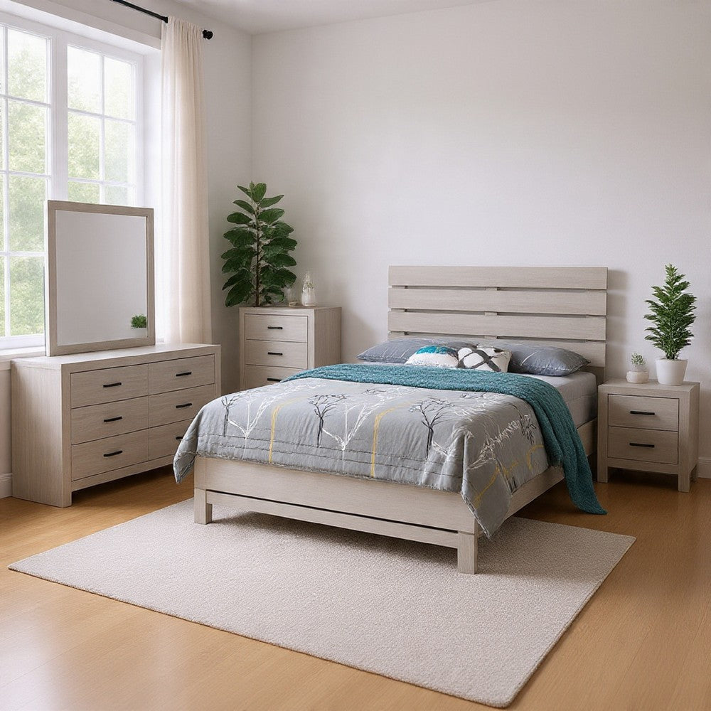 Sili 5pc Queen Bedroom Set | Dresser Mirror | Coastal White | Bronze