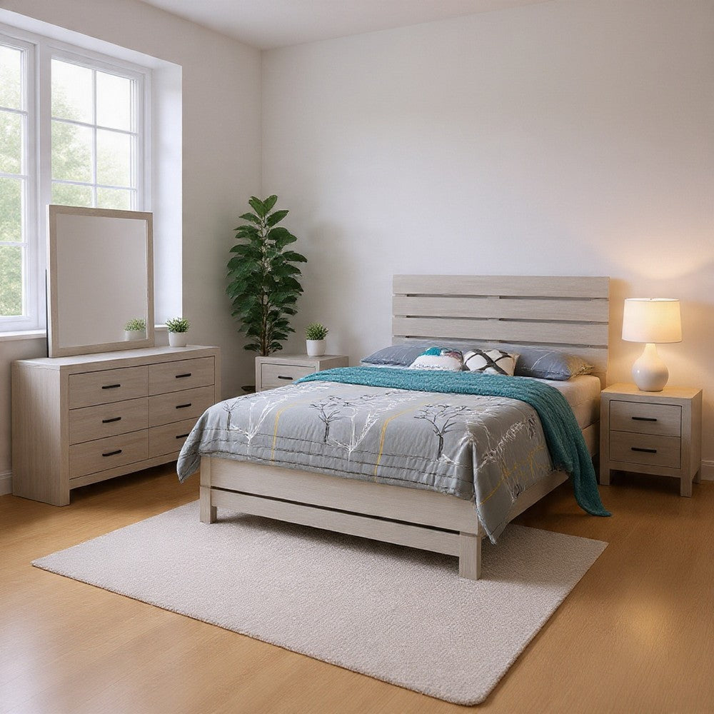Sili 5pc Queen Bedroom Set | Dresser Mirror | Coastal White | Bronze