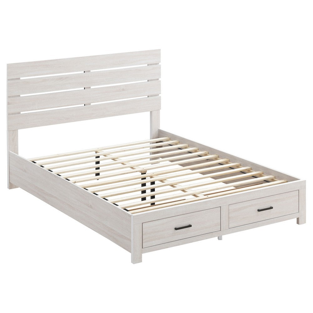 Sili 4pc Queen Storage Bedroom Set | Coastal White and Bronze
