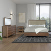 Rie 4pc Queen Bedroom Set | Dresser Mirror | Brown | Beige Upholstery