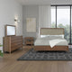 Rie 4pc Queen Bedroom Set | Dresser Mirror | Brown | Beige Upholstery