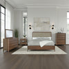 Rie 5pc Queen Bedroom Set | Dresser Mirror | Brown | Beige Upholstery