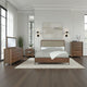 Rie 5pc Queen Bedroom Set | Dresser Mirror | Brown | Beige Upholstery