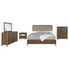 Rie 5pc Queen Bedroom Set | Dresser Mirror | Brown | Beige Upholstery