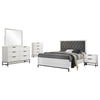 Noro 5pc Queen Bedroom  Set | Modern White | Dresser Chest Mirror