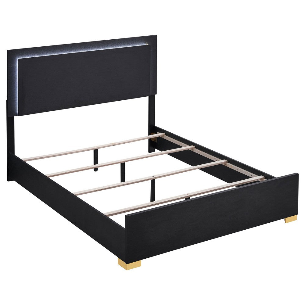 Dex 4pc Queen Bedroom Set with Modern LED Headboard | Mirror | Black