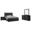 Dex 4pc Queen Bedroom Set with Modern LED Headboard | Mirror | Black