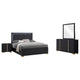 Dex 4pc Queen Bedroom Set with Modern LED Headboard | Mirror | Black