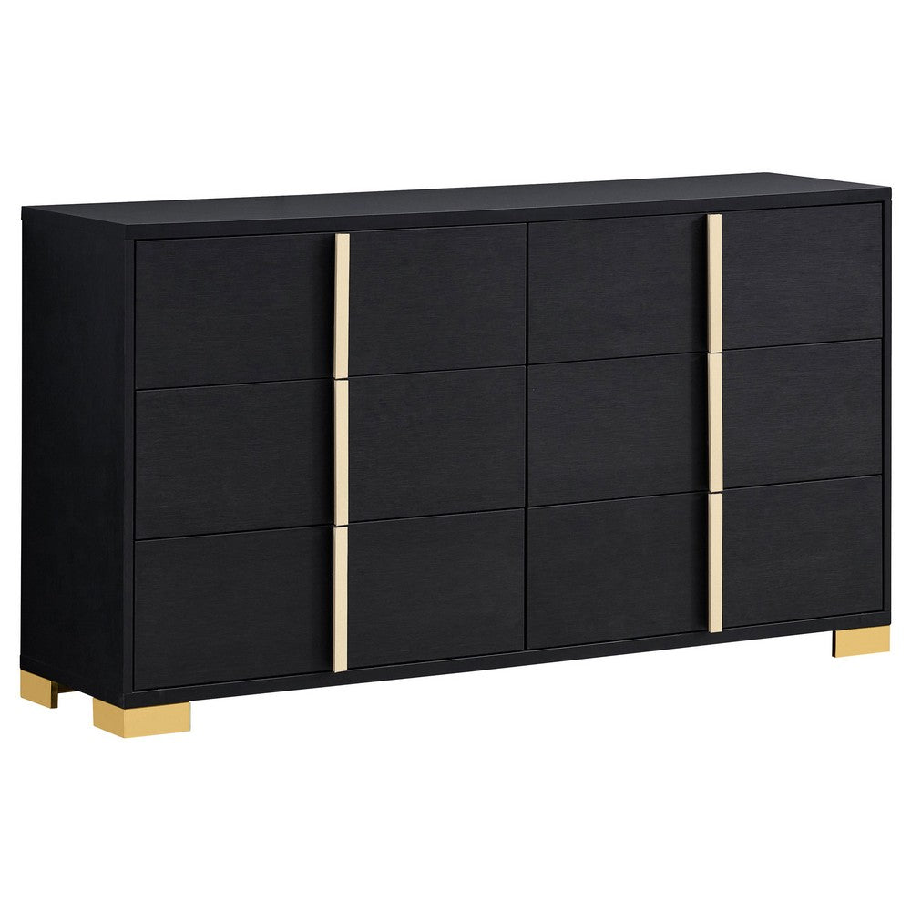 Dex 4pc Queen Bedroom Set with Modern LED Headboard | Mirror | Black