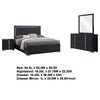 Dex 4pc Queen Bedroom Set with Modern LED Headboard | Mirror | Black