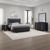 Dex 4pc Queen Bedroom Set with Modern LED Headboard | Mirror | Black