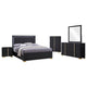 Dex 5pc Queen Bedroom Set with Modern LED Headboard | Mirror | Black