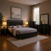 Dex 5pc Queen Bedroom Set with Modern LED Headboard | Mirror | Black