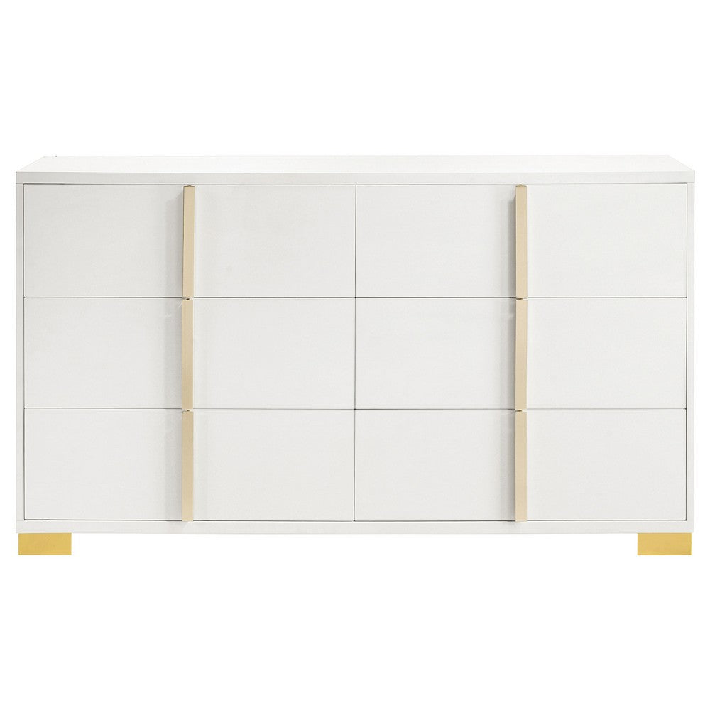 Dex 4pc Queen Bedroom Set with Modern LED Headboard | Mirror | White