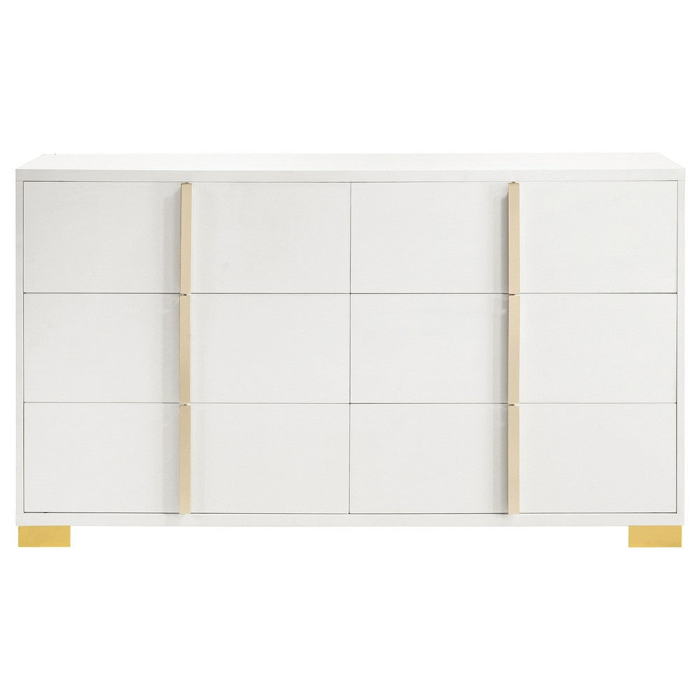 Dex 4pc Queen Bedroom Set with Modern LED Headboard | Mirror | White