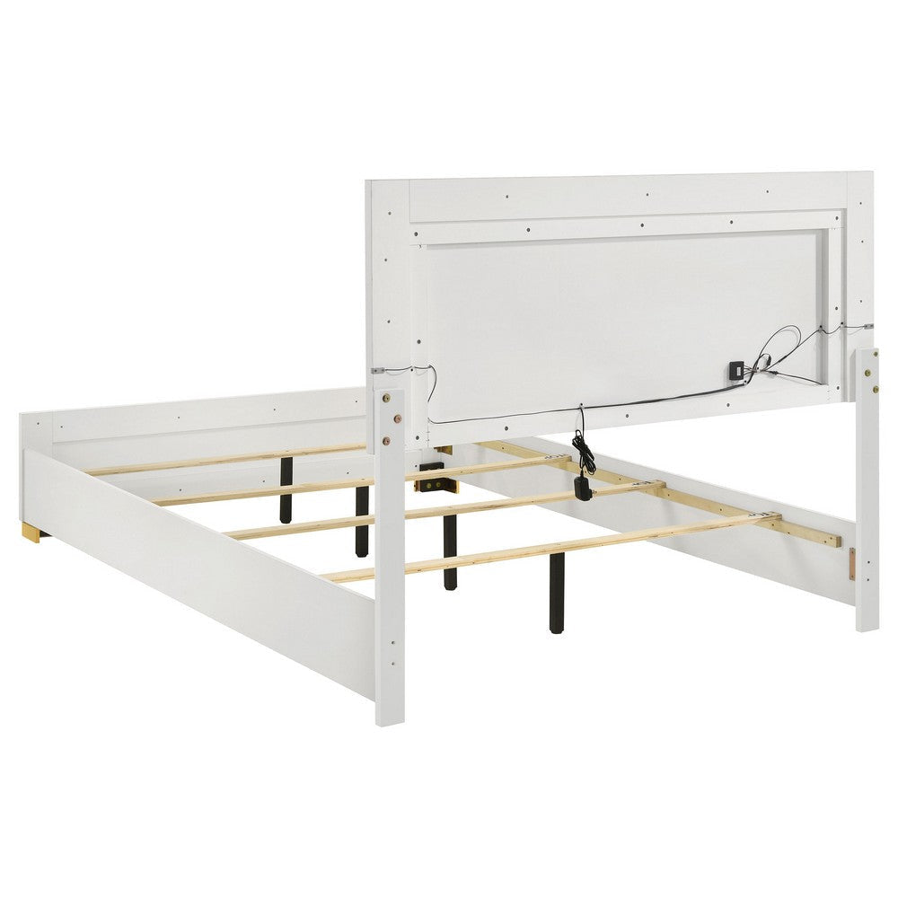 Dex 5pc Queen Bedroom Set with Modern LED Headboard | Mirror | White