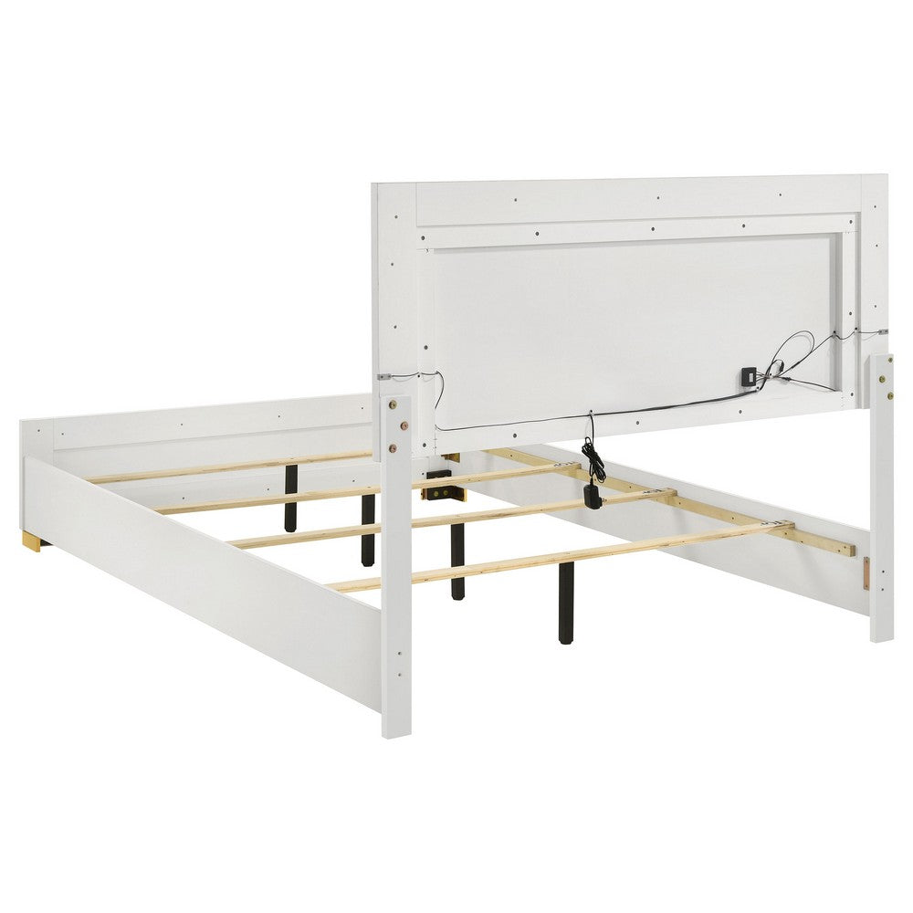 Dex 5pc Queen Bedroom Set with Modern LED Headboard | Mirror | White