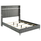 Jenny 5pc Queen Bed Set | Gray Velvet Upholstery | Chrome | Black