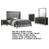 Jenny 5pc Queen Bed Set | Gray Velvet Upholstery | Chrome | Black