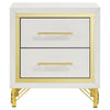 Jenny 4pc Queen Bedroom Set | Textured Beige Wood | Gold Metal Accent
