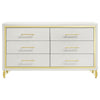 Jenny 4pc Queen Bedroom Set | Textured Beige Wood | Gold Metal Accent
