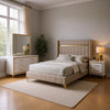 Jenny 4pc Queen Bedroom Set | Textured Beige Wood | Gold Metal Accent