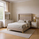 Jenny 4pc Queen Bedroom Set | Textured Beige Wood | Gold Metal Accent
