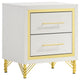 Jenny 5pc Queen Bedroom Set | Textured Beige Wood | Gold Metal Accent