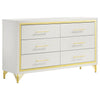 Jenny 5pc Queen Bedroom Set | Textured Beige Wood | Gold Metal Accent