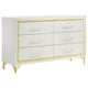 Jenny 5pc Queen Bedroom Set | Textured Beige Wood | Gold Metal Accent