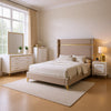 Jenny 5pc Queen Bedroom Set | Textured Beige Wood | Gold Metal Accent