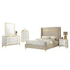 Jenny 5pc Queen Bedroom Set | Textured Beige Wood | Gold Metal Accent