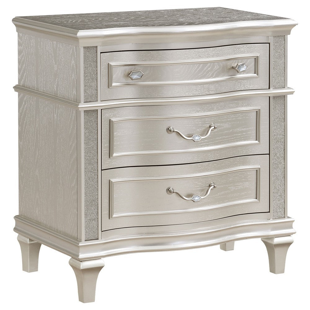 Nive 5pc Queen Bedroom Set | Silver | Ivory Channel Tufted Upholstery